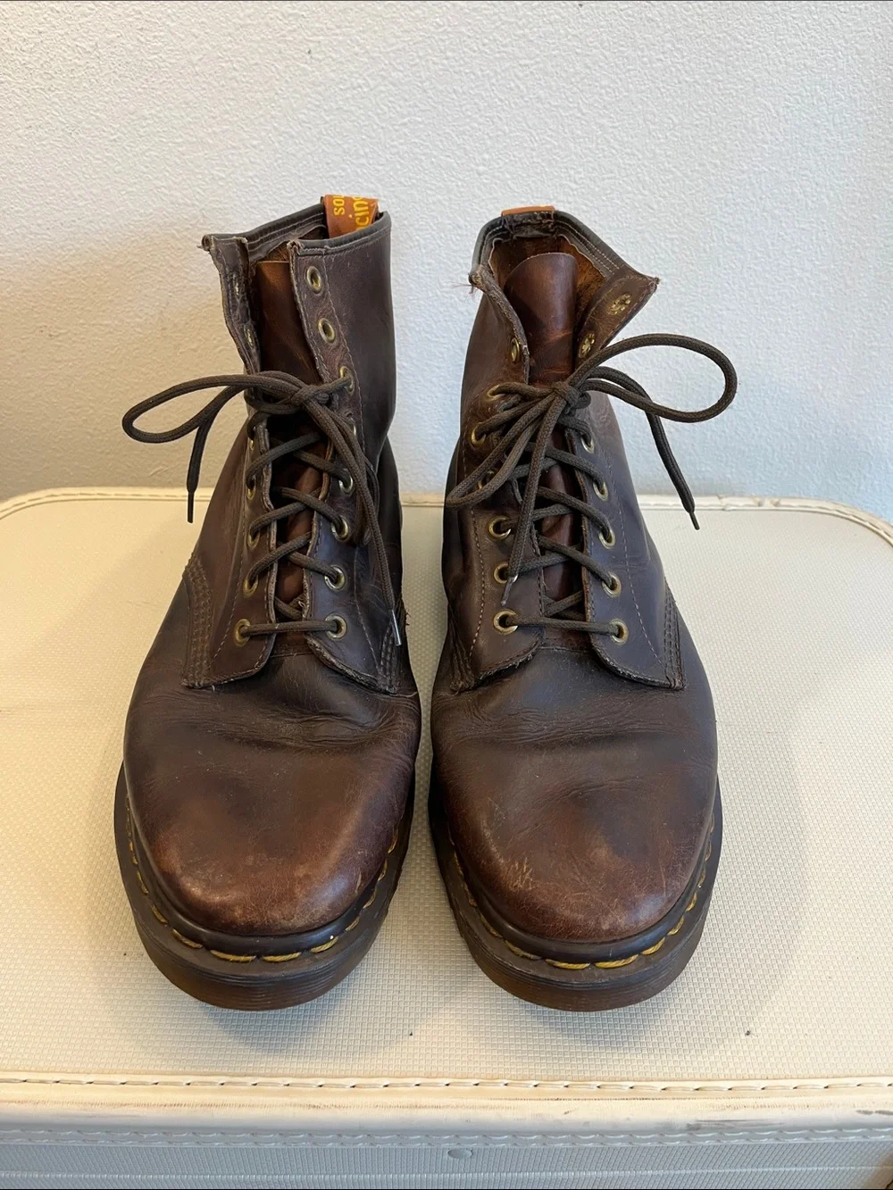 Vintage Dr. Martens Brown 8 Eye Leather Lace-Up Ankle Boots